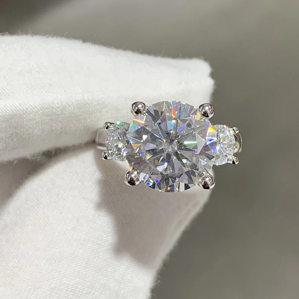 8ct D Color Moissanite Rings for Women Wedding Bridal 100% S925 Sterling Silver Eternity Rings Plated 18K