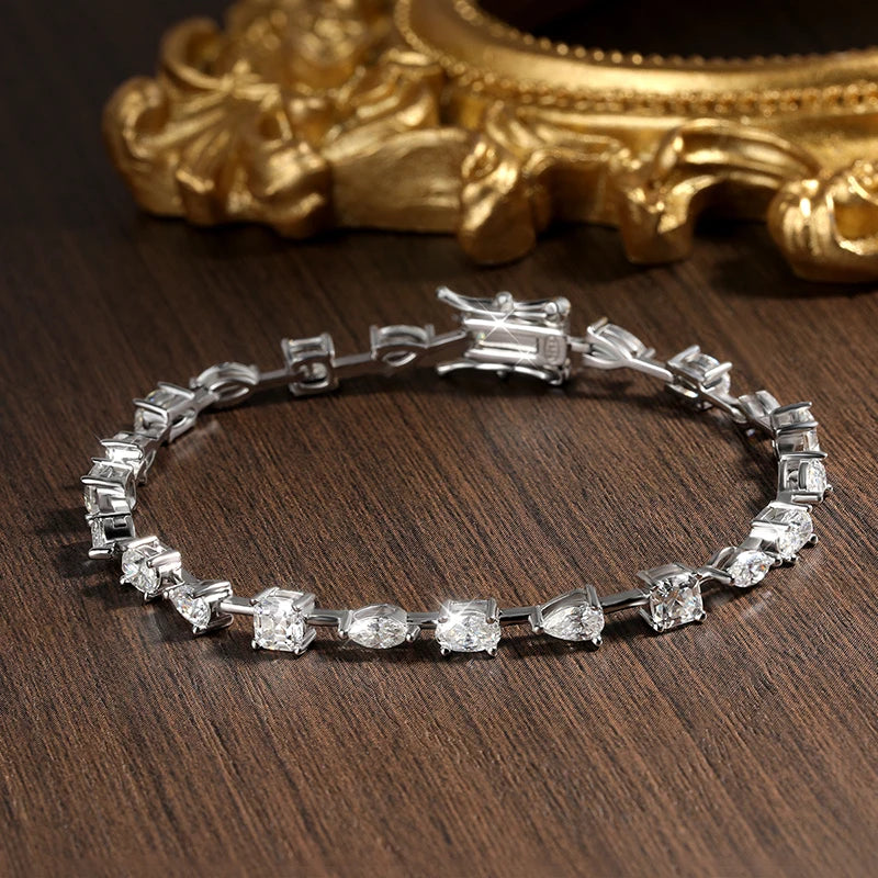 Moissanite Tennis Bracelets for Women Men D VVS1 Lab Grow Diamond s925 Sterling Silver Plated 18k 6.3 - 8.1ct