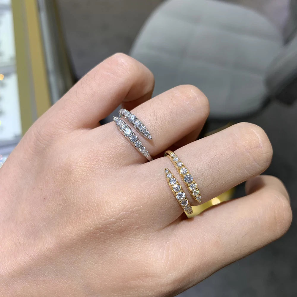 0.45ct D Color All Moissanite Rings For Women 100% S925 Sterling Silver Plated 18K