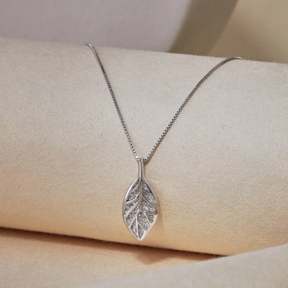 Moissanite Leaf Pendant Necklace