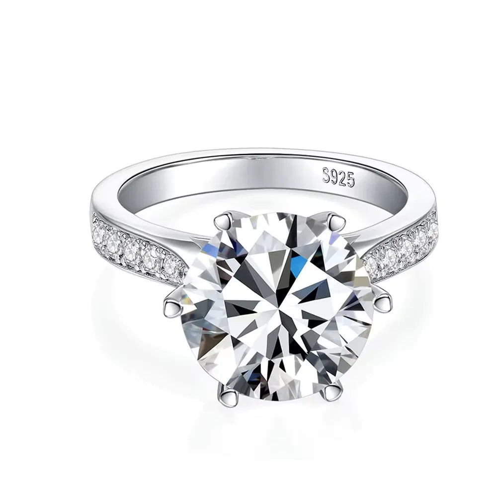 Moissanite Rings Women S925 Sterling Silver Plated 18K 5ct D Color