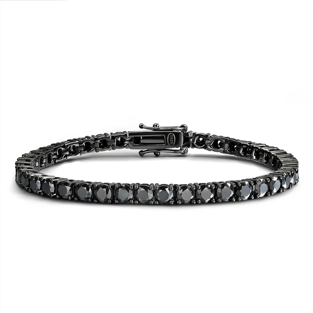 Black Moissanite Tennis Bracelet 3/4/5MM for Women Hip Hop Full Diamond Men's Bracelet 100% 925 Sterling Silver
