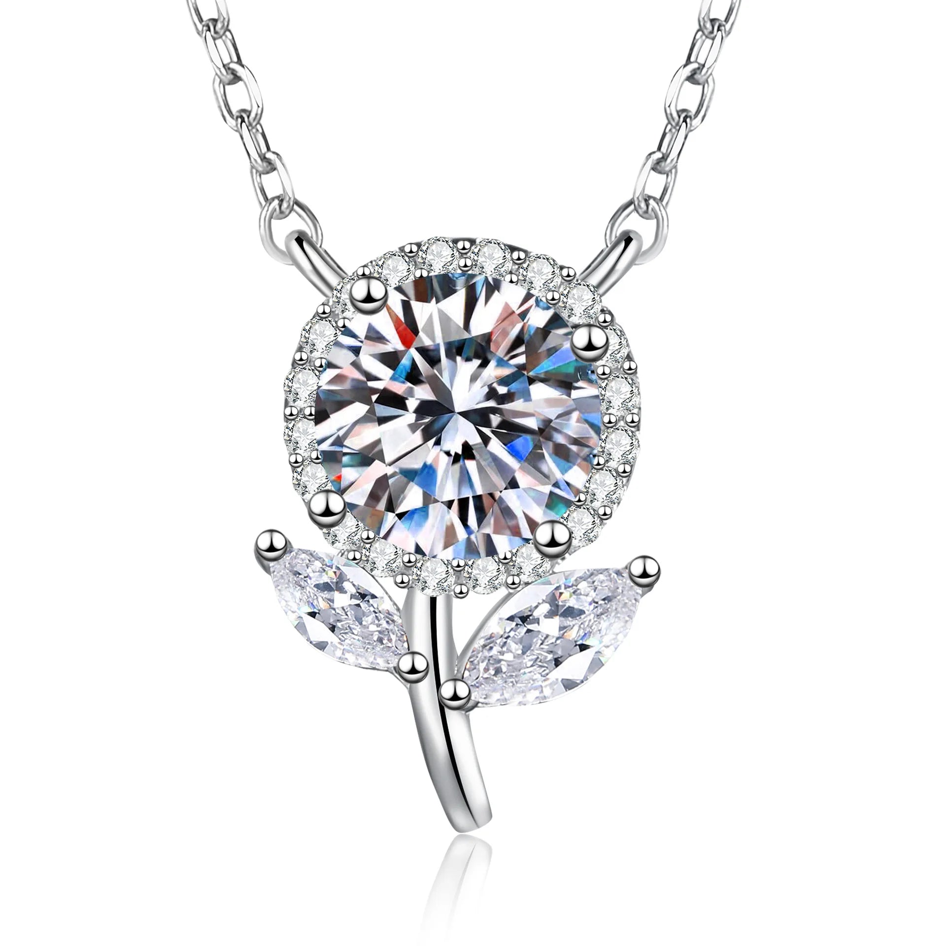 PT950 Sakura Cherry Necklace Japanese-inspired Moissanite Pendant Hypoallergenic Platinum Jewelry