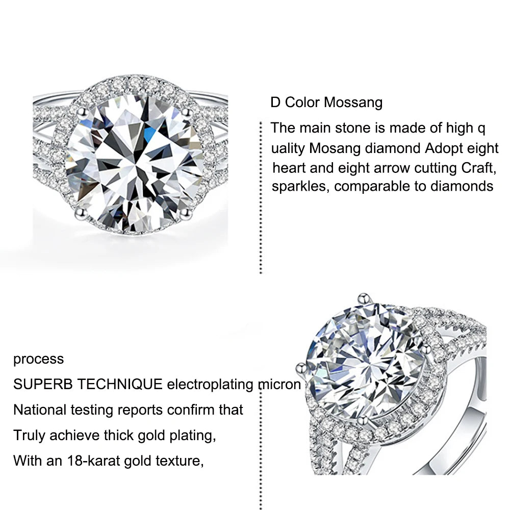 5ct D Color Moissanite Rings For Women Men 100% S925 Sterling Silver Plated 18K