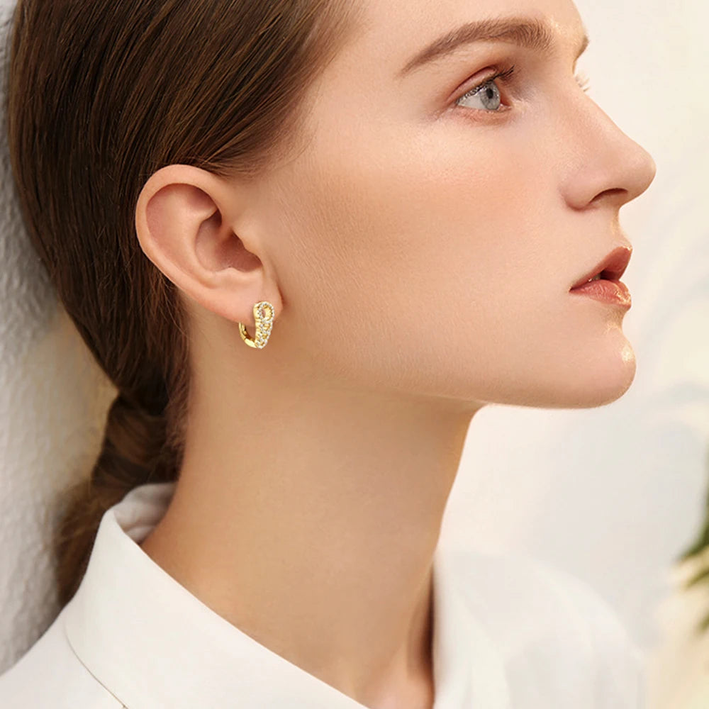 Full Moissanite Diamond Hoops Earrings For Women 100% 925 Silver Sparkling Diamond Ear Stud Fine Jewelry Gift