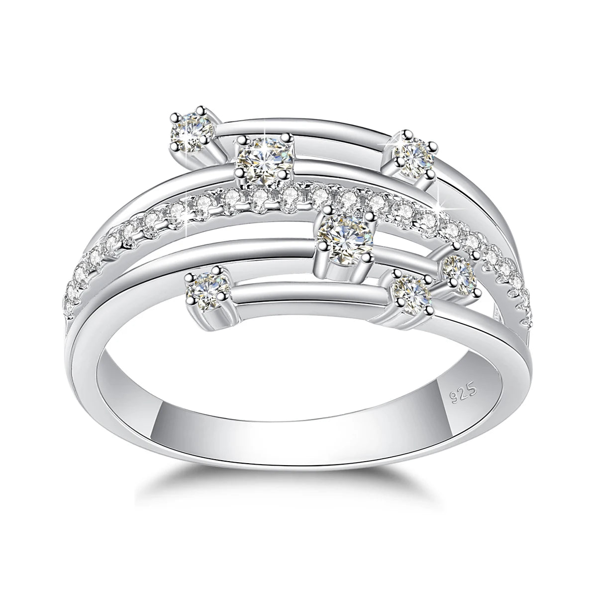 Moissanite Ring Eternity Wedding Band Solid 925 Silver