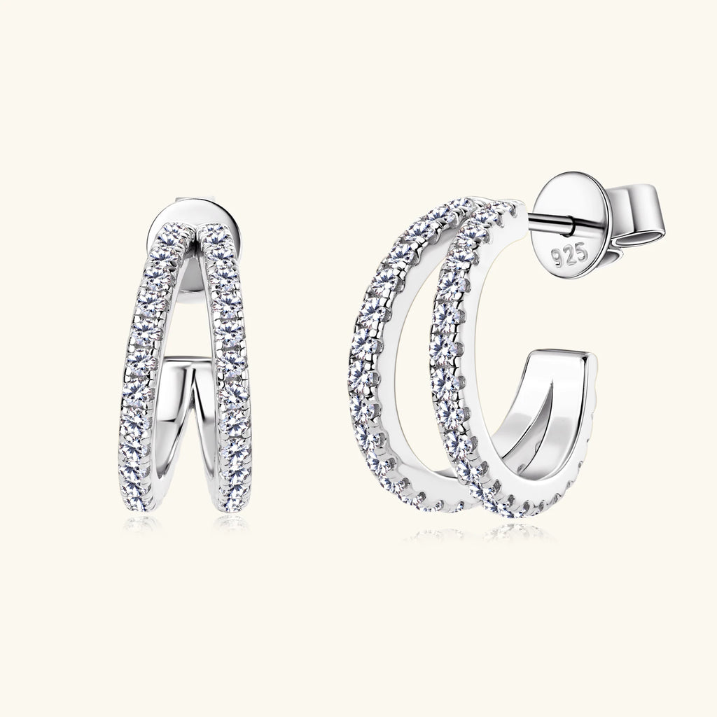 Moissanite Hoop Huggie Earrings 18K Gold Plated 925 Sterling Silver Diamond Stud Earrings Gift for Girlfriend, Wife