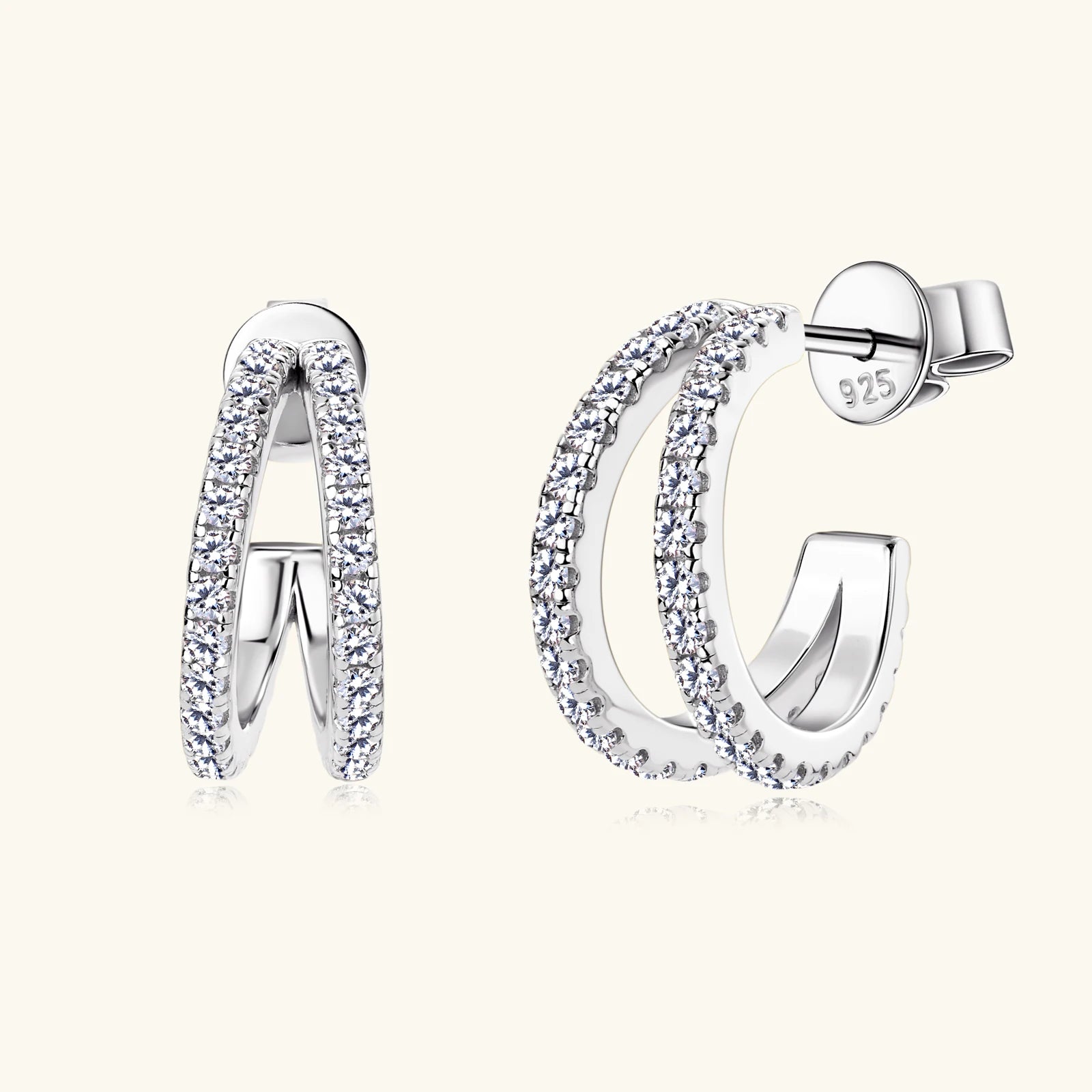 Moissanite Hoop Huggie Earrings 18K Gold Plated 925 Sterling Silver Diamond Stud Earrings Gift for Girlfriend, Wife