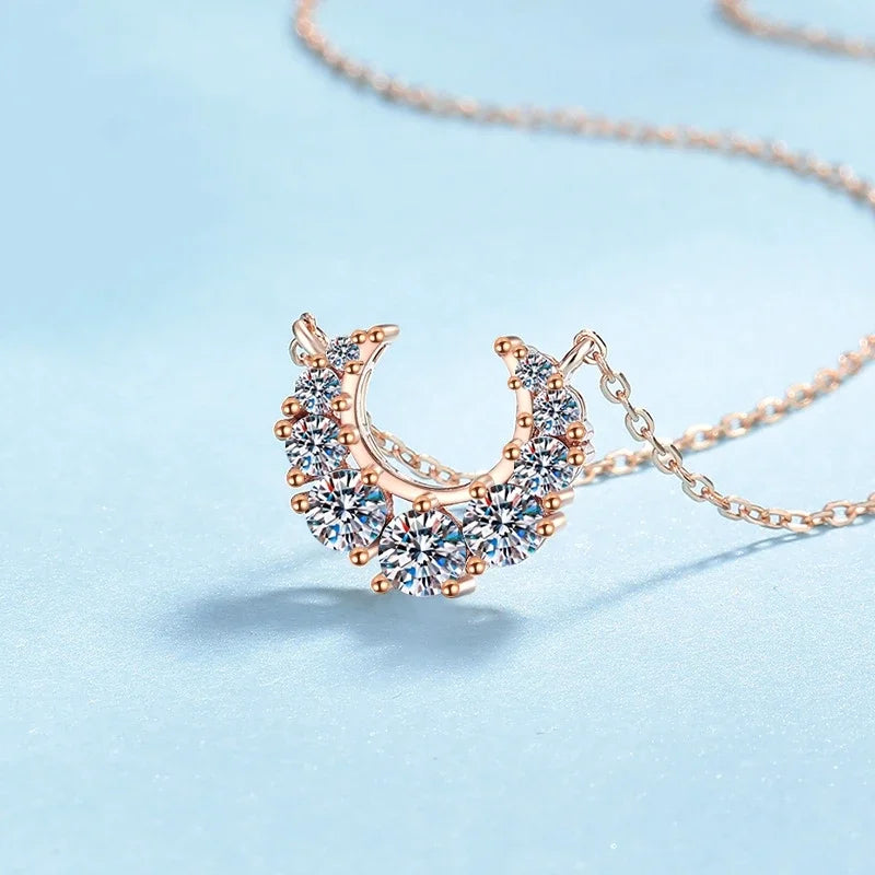 Daughter Birthday Gift 18K Rose Gold Women Wedding Necklaces 0.66CT Moissanite Diamond Girl Friend Valentine's Day Fine Jewelry