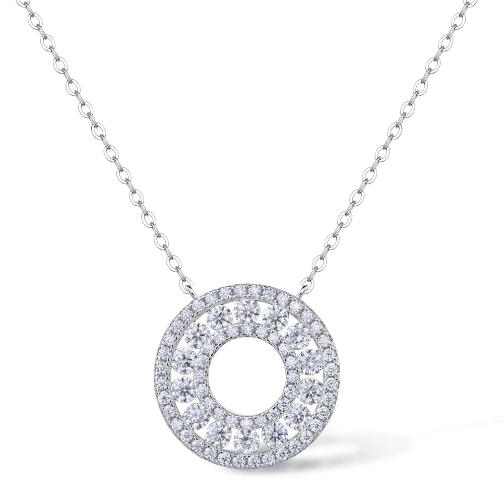 Full Moissanite Pendant Necklace 925 Sterling Silver 18k Gold Plated Diamond Clavicle Chain for Women Wedding Jewelry collares