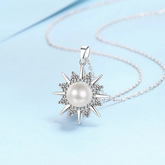 Moissanite Pendant Pearl Necklace