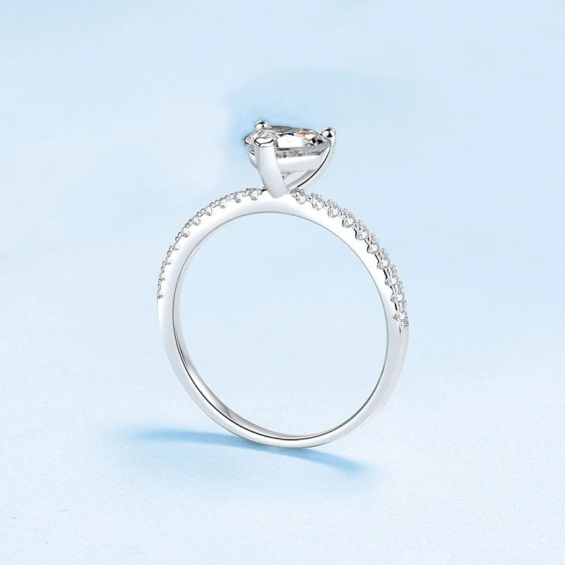 Engagement Women 18K White Gold Wedding Band 1/2 Carat Heart Moissanite Diamond Girlfriend Birthday Gift Rings Valentine's Day