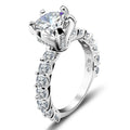 Moissanite Rings for Women 100% S925 Sterling Silver Plated 18K 3ct Classic Six Claw D Color