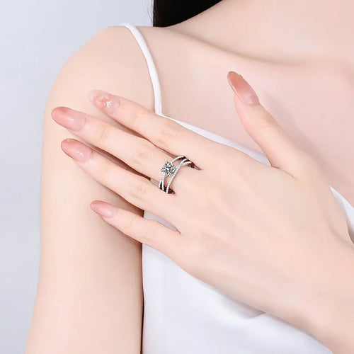 925 Sterling Silver Ring Women 1 Carat Moissanite Engagement Wedding Bands Jewelry