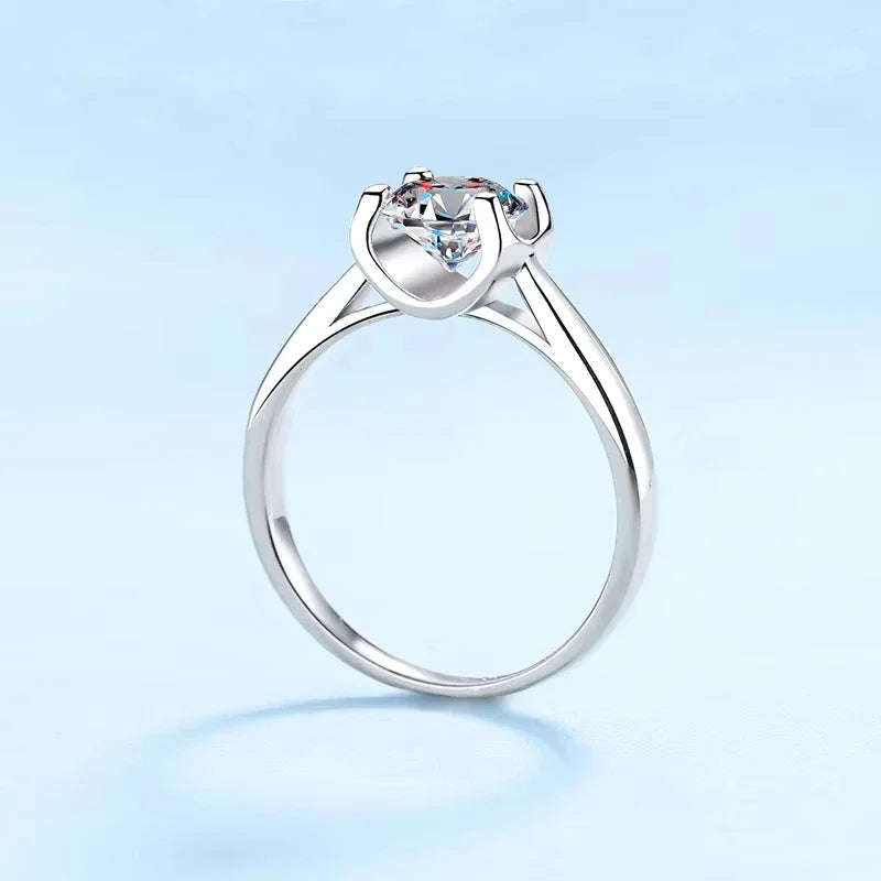 Lady Engagement Rings 18K White Gold Women Wedding Band VVS D Color 0.5/1CT Moissanite Diamond Girl PT950 Platinum Birthday Gift