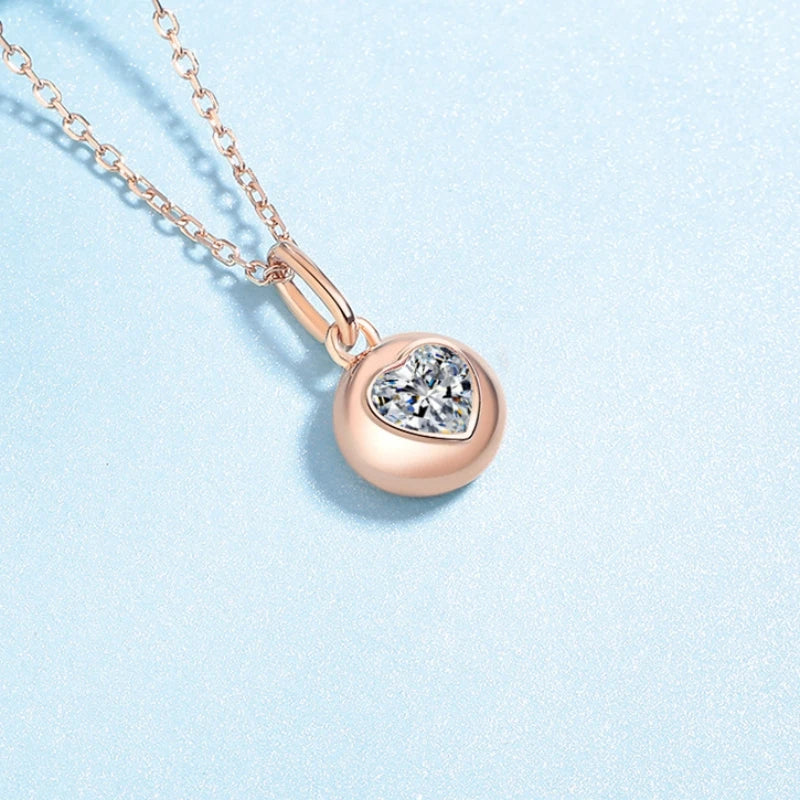 Lover Valentine's Day 18K Rose Gold Necklaces Daughter Christmas Gift 0.5CT Heart Moissanite Diamond Women Wedding Girl Birthday