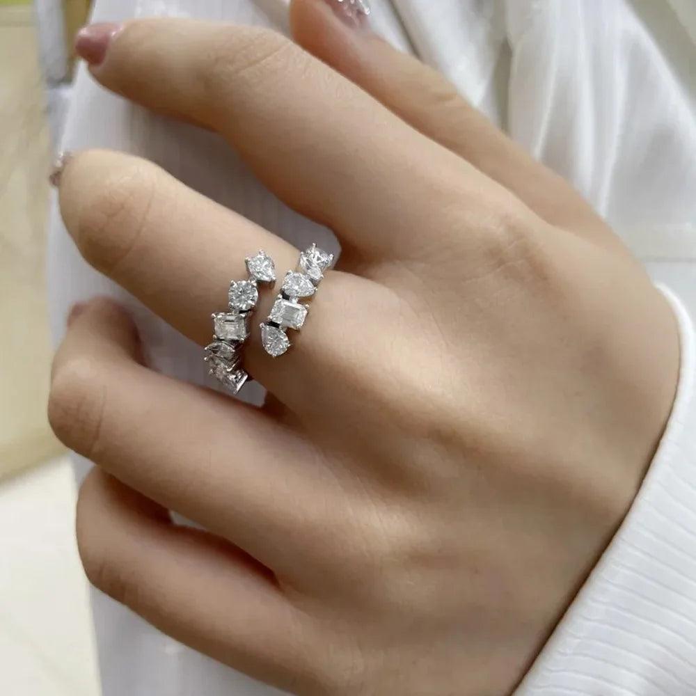 2.6cttw Special Shape Cut D Color Moissanite Rings for Women S925 Sterling Silver Plated 18K
