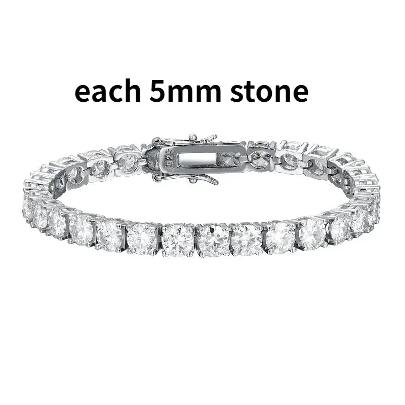 Real Moissanite Tennis Bracelet 2-6.5mm for Women Christmas Gift Platinum Plated 100% 925 Sterling Silver Wedding Jewelry