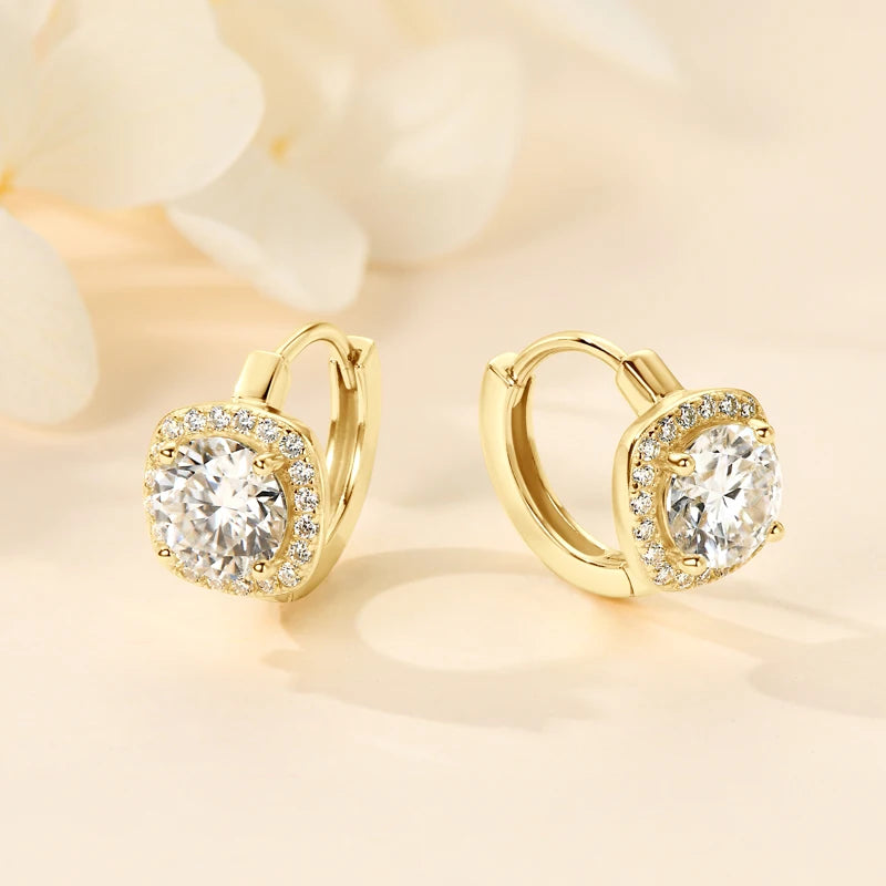 Trendy Ice Out Moissanite Diamond Earring 925 Sterling Silver Hoop Earrings