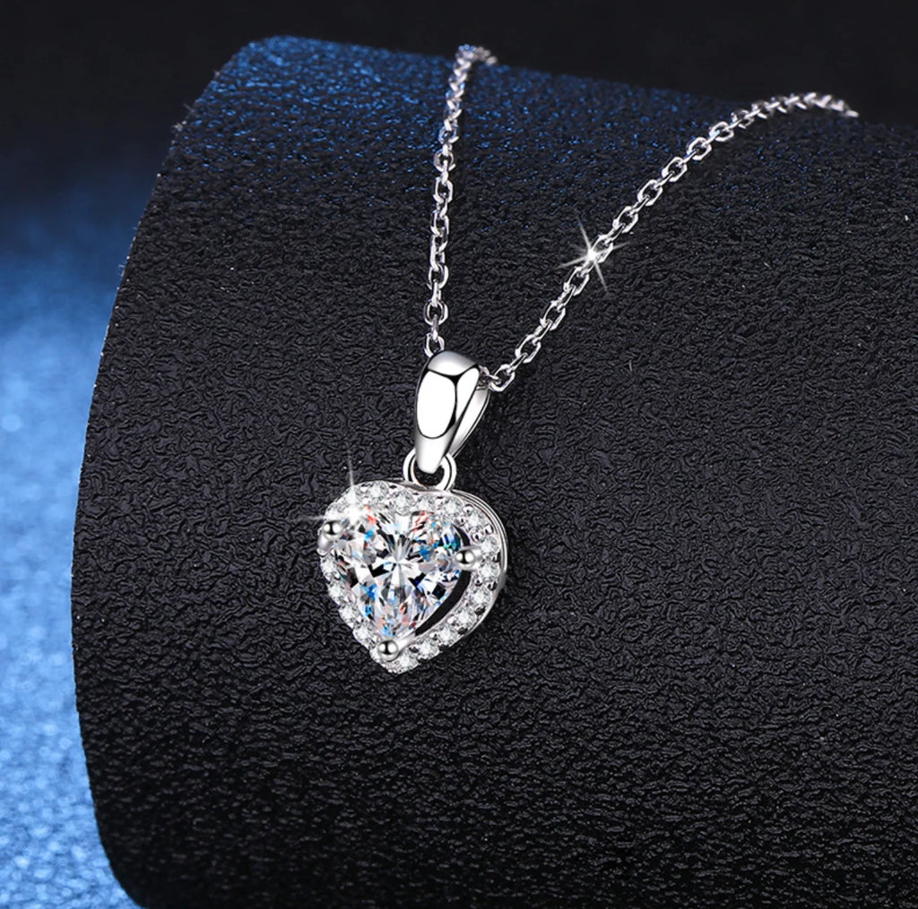 Moissanite Necklace for Women Dainty 18k Gold Plated 925 Sterling Silver 1CT Heart Cut  Neck Chain Pendant with GRA Certificate