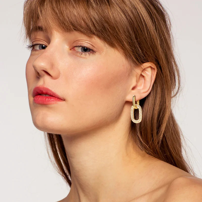 925 Sterling Silver Double Circle Hanging Earring