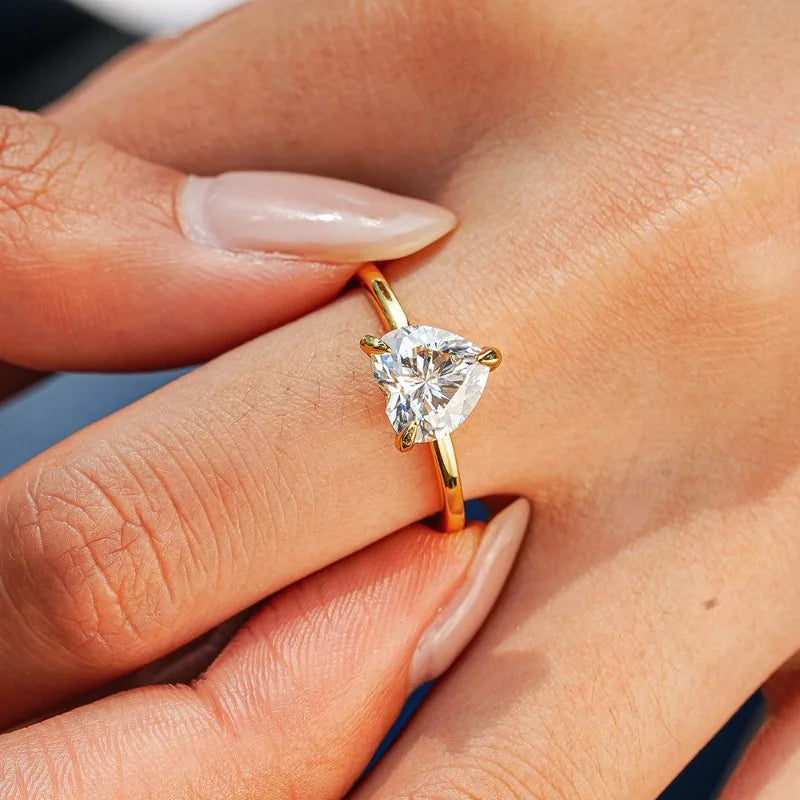 Lover Valentine's Day 18K Gold Women Wedding Band 2CT Heart Moissanite Diamond Girl Birthday Gift Lady Engagement Fine Jewelry