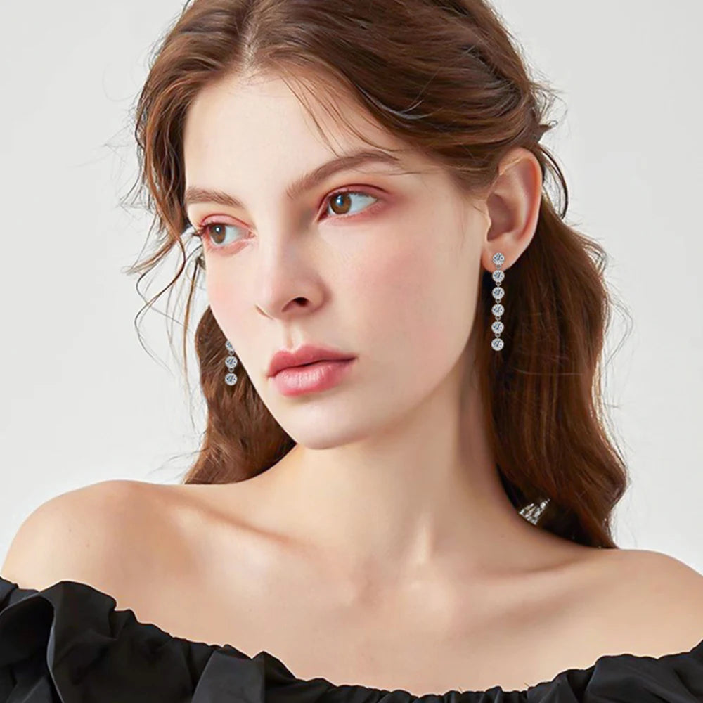 Full 3mm Moissanite Drop Earrings For Women GRA Certified Lab Diamond Solid s925 Silver Plated 18k Dainty Wedding Earring Gift