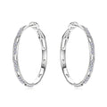 Moissanite Hoop Earrings for Women 925 Sterling Silver with 18K White Gold Plated Large Round Huggie Loops Hypoallergenic 41MM