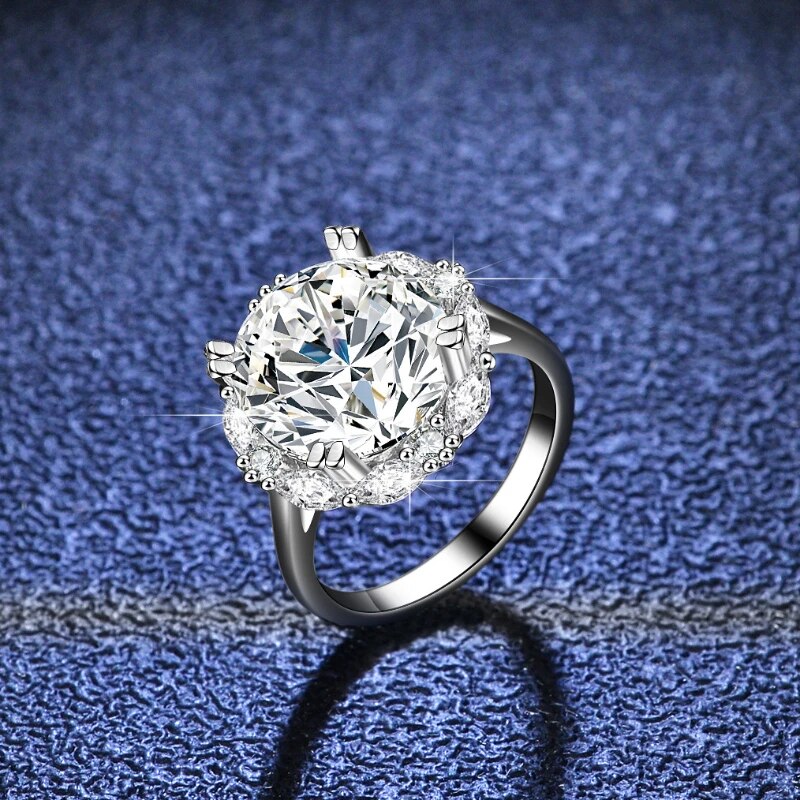 5 Carat Round Moissanite Rings