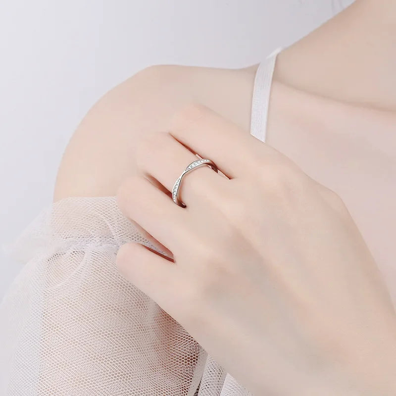 Fine Jewelry Wedding Present 18K White Gold Rings Girl Engagement 0.13ct Moissanite Diamond Daughter Birthday Gift for Women