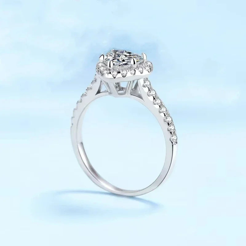 Girlfriend Valentine's Day 18K White Gold Engagement Rings 1CT Moissanite Diamond Women PT950 Platinum Wedding Band Fine Jewelry