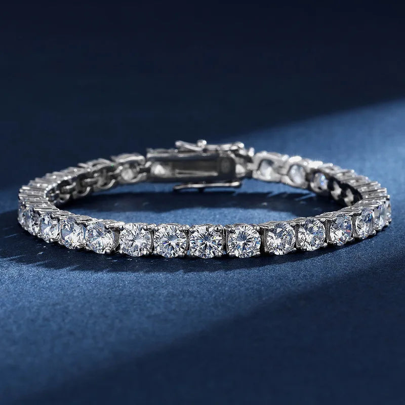 Moissanite Tennis Bracelets 5mm for Women 925 Sterling Silver White Gold Bangle Wedding Sparkles Lab Diamond Bracelet GRA