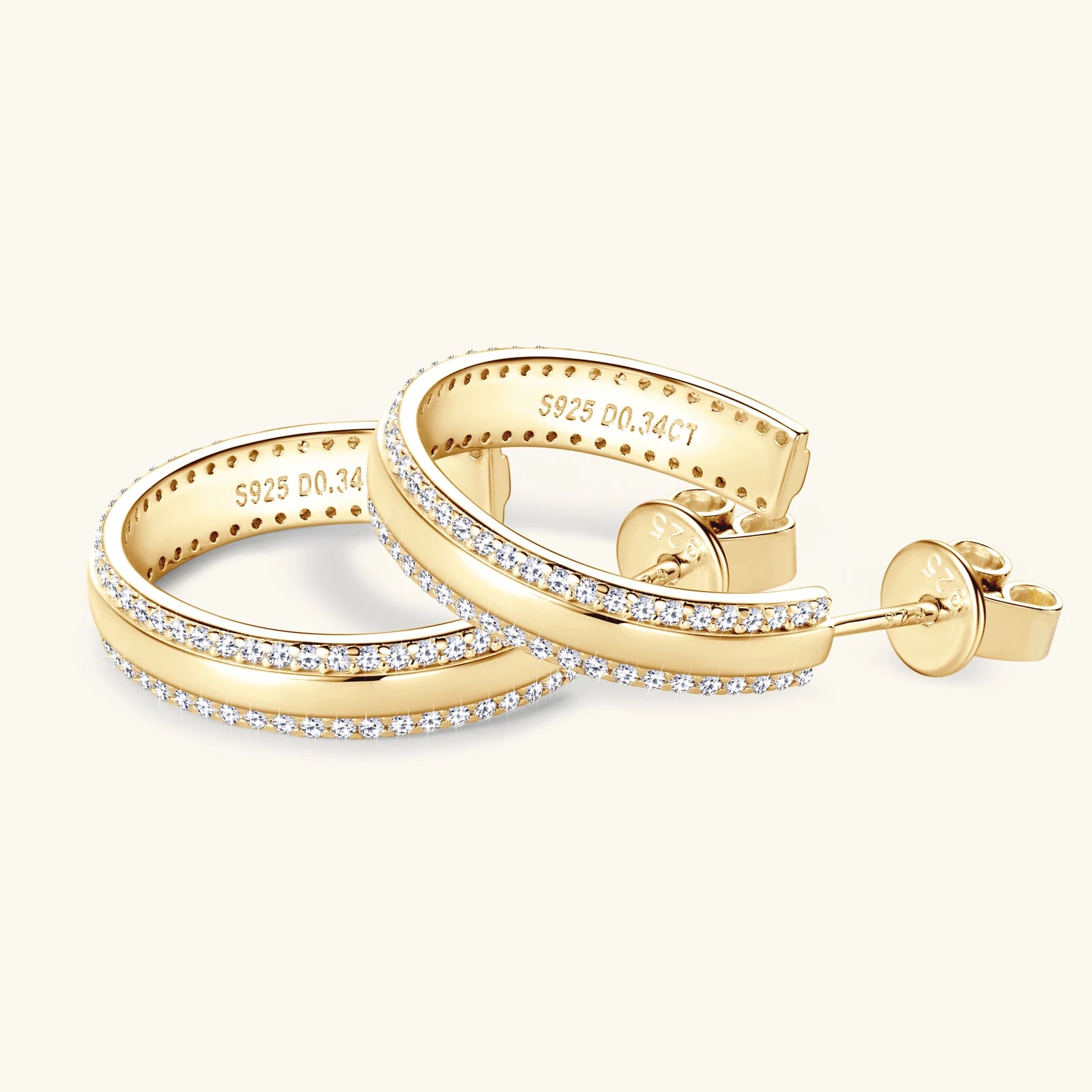 Luxury Moissanite Earrings Open C Shape Diamond Huggie Earrings 18K Gold Plated 925 Sterling Silver Hoop Earring for Women Gifts