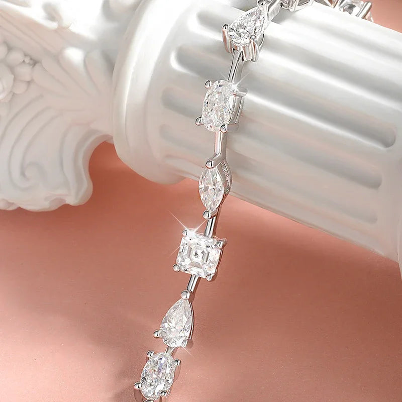 18K Gold Plated All Moissanite Tennis Bracelets for Women Luxury S925 Sterling Silver Jewelry Full Diamond Bracelets GRA