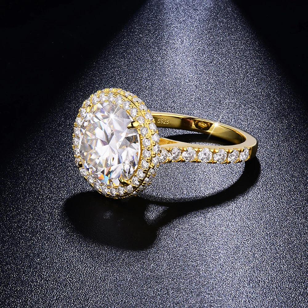 5ct D Color Big Moissanite Rings For Women Wedding Bridal S925 Sterling Silver Couples Ring Plated 18k