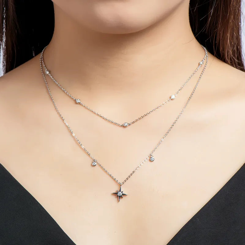 Moissanite Necklace 14k Gold Color