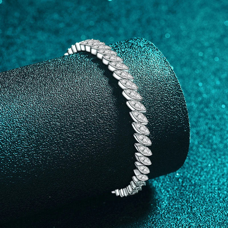 Full Moissanite Tennis Bracelets woman 925 Sterling Silver Marquise Shape Women's Hand Bracelet Chain luxury Jewelry