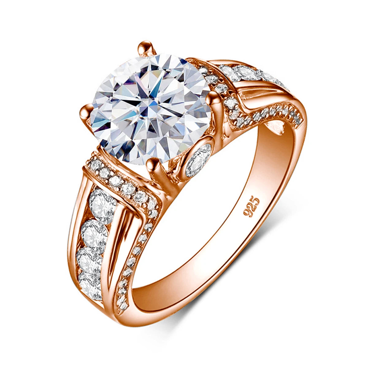 Round Cut Moissanite Rose gold Ring For Women 2ct