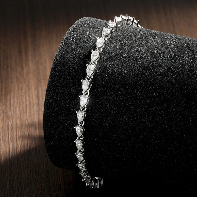Moissanite Tennis Bracelet Diamond s925 Sterling Silver 18k D VVS1 Pear Cut