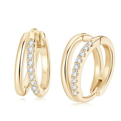 Moissanite Hoop Earrings 14k Gold Plated