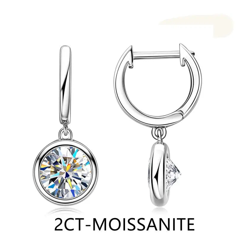 925 Sterling Silver Dangle Earring 1CT 2CT Moissanite Drop Earrings