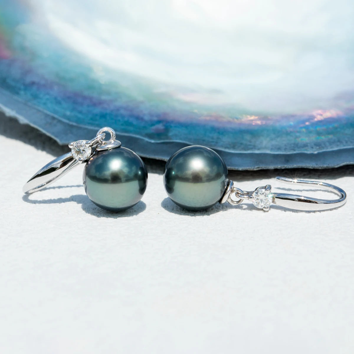 10-11mm Natural Tahitian Black Pearl Multipurpose Earrings