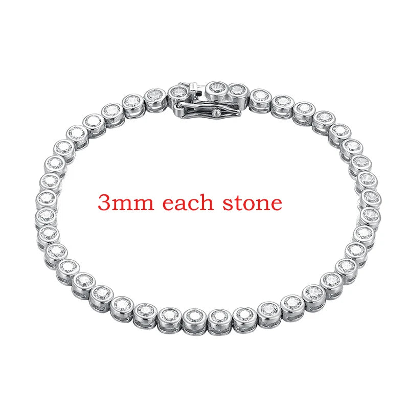Certified Moissanite Tennis Bracelet 2mm 3mm for Women Man Full Diamond Luxury Quality Fine Jewelry S925 Sterling Silver