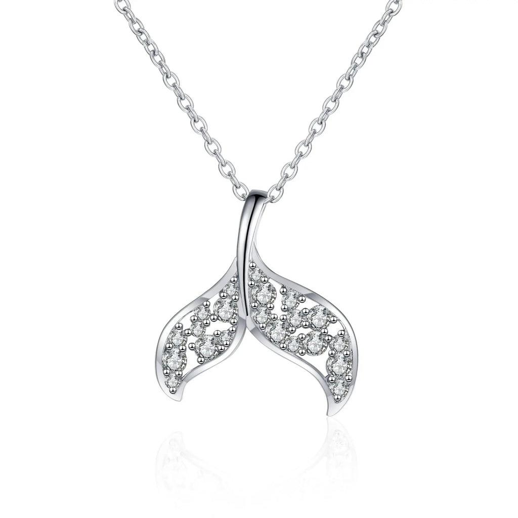Platinum PT950 Mermaid Tail Necklace for Women Luxury Creative Personalized Diamond Pendant Collarbone Jewelry