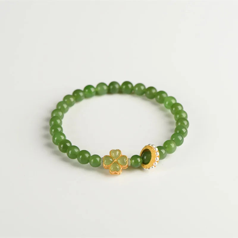 Natural Hetian Jade Pearl Bracelet