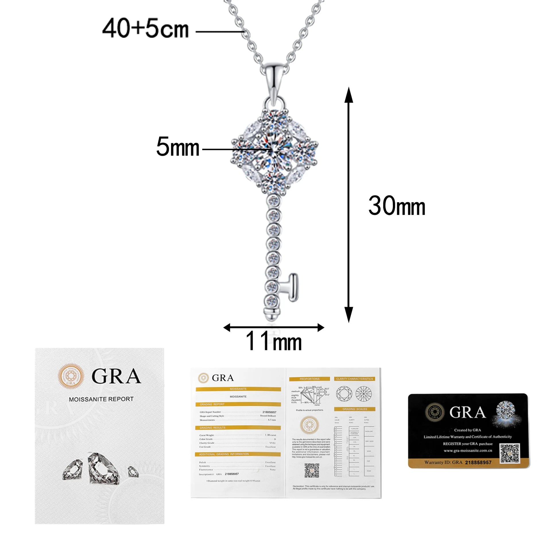 Necklace Korean Fashion Collarbone Chain PT950 Sunflower Key Moissanite Platinum Jewelry