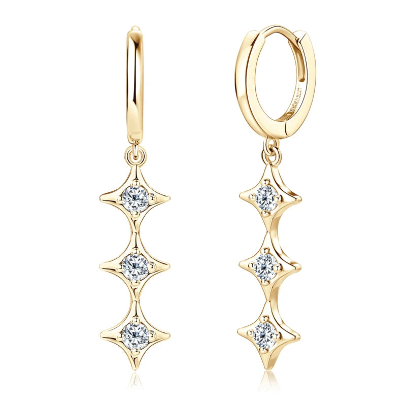 925 Sterling Silver Star Pendant Earring Moissanite Drop Earrings