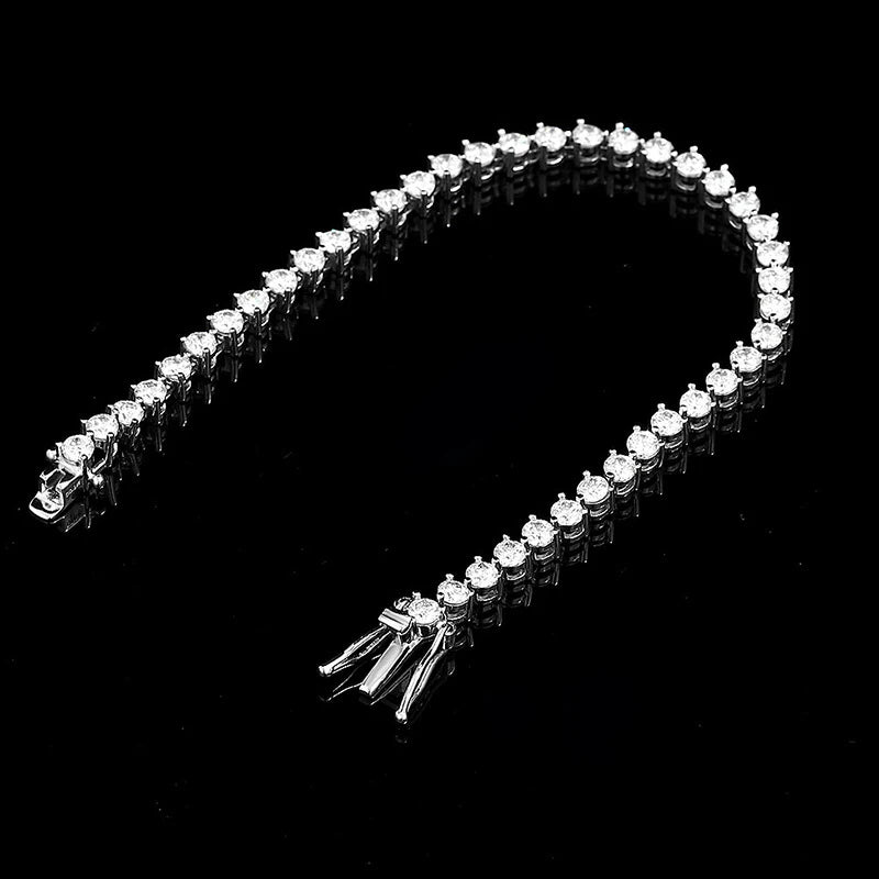 Moissanite Tennis Bracelet 3mm 4mm 5mm 3 Claw Lab Diamond Bracelet Chain s925 Sterling Silver Bracelets for Women Man