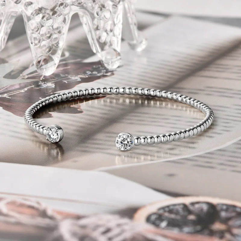 Moissanite Bangles 1CTTW 18k Plated for Women 100% Solid S925 Silver Stackable Jewelry Adjustable Lab Diamond Bracelets