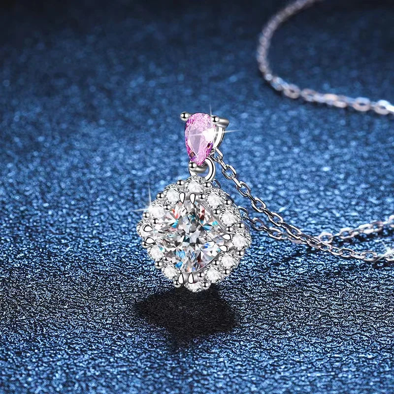 1ct Moissanite Square Pendant Necklace